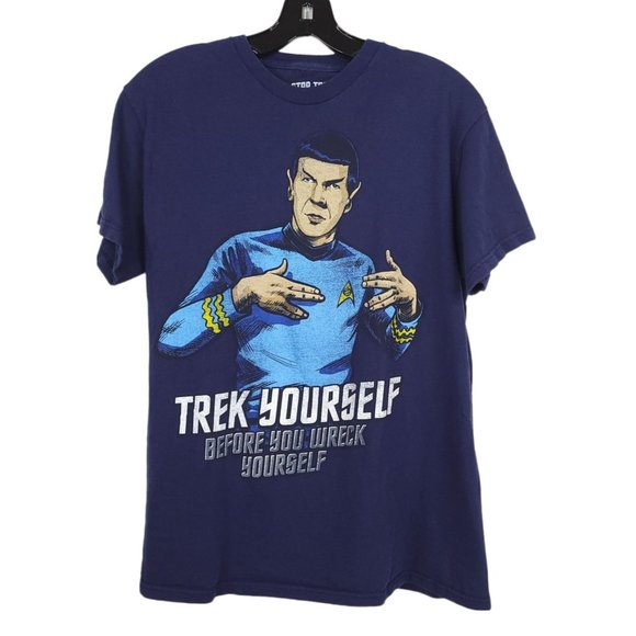 Star Trek T Shirt Size Small Spock Trek Yourself Before You Wreck Yourself Blue - Picture 1 of 6